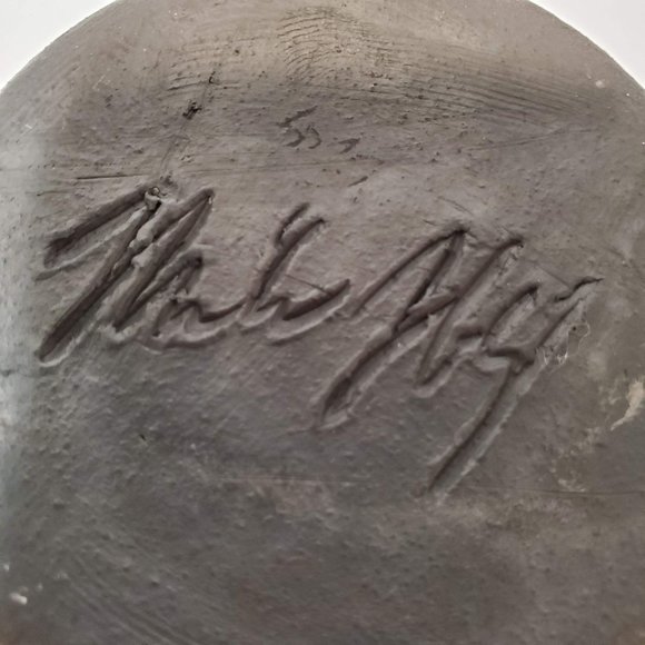 Iridescent Metallic Raku Pottery Vase, Signed - Picture 9 of 11